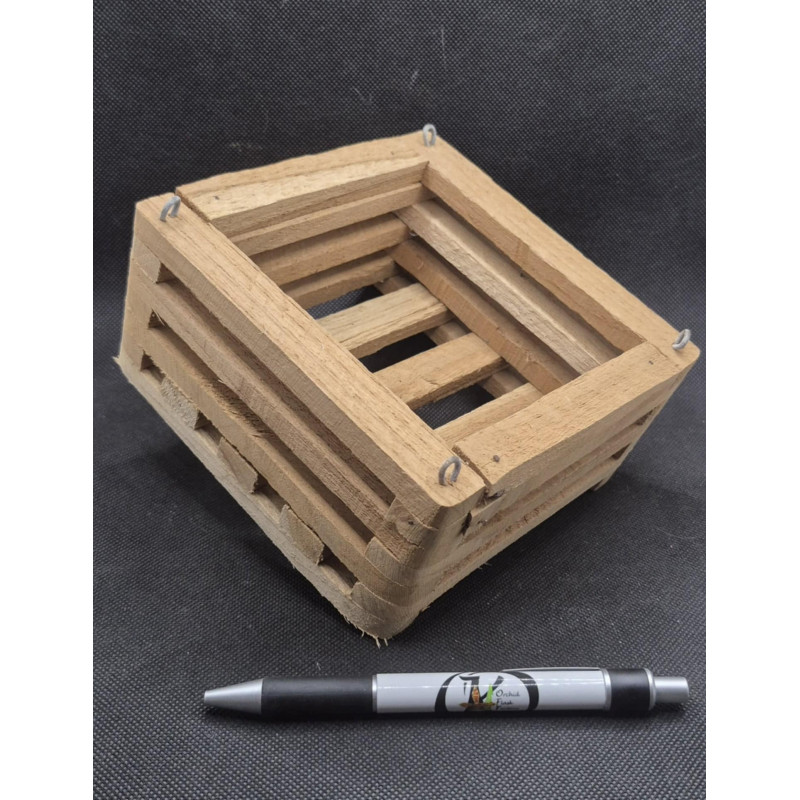 Teak Orchid Basket - Openwork Wooden Hanging Stand, Ideal for Epiphytic Orchids